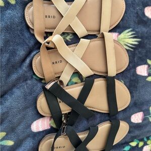 Torrid Black and Tan Sandals with Crisscross Straps 8WW